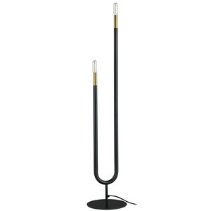 Lampe sur pied moderne Wand de Dainolite 2 lumières 60 po, noir mat/laiton patiné