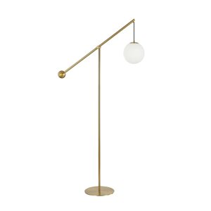 Lampe sur pied d’accent Holly de Dainolite 66 po avec verre opale blanc, laiton patiné