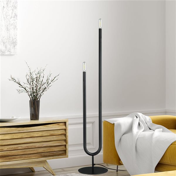 Dainolite Wand 60-in H Matte Black 2-Light Modern Floor Lamp