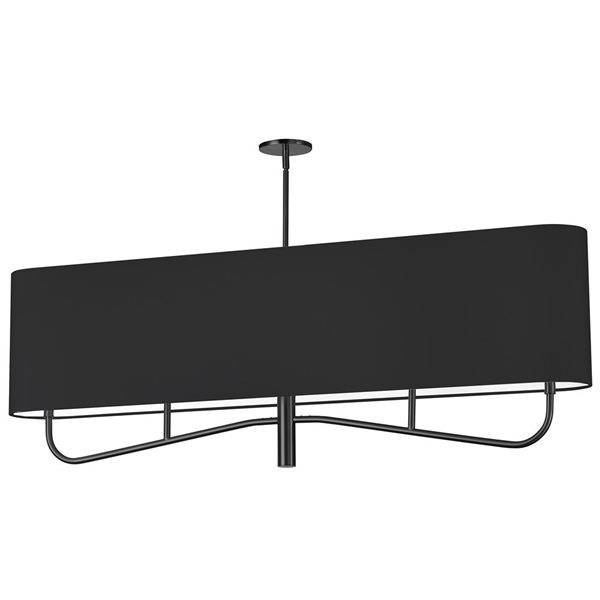 Dainolite Eleanor 54-in L 4-Light Matte Black Linear Shape Transitional Chandelier w/ 1 Black/White Fabric Shade