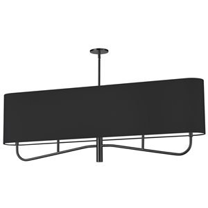 Dainolite Eleanor 54-in L 4-Light Matte Black Linear Shape Transitional Chandelier w/ 1 Black/White Fabric Shade