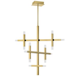 Dainolite Acasia 36 W x 28 D x 32-in H 14-Light Aged Brass Modern Chandelier w/ Frosted Acrylic Diffuser