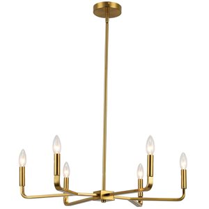 Lustre moderne Colette de Dainolite 6 lumières 24 po diamètre, laiton patiné