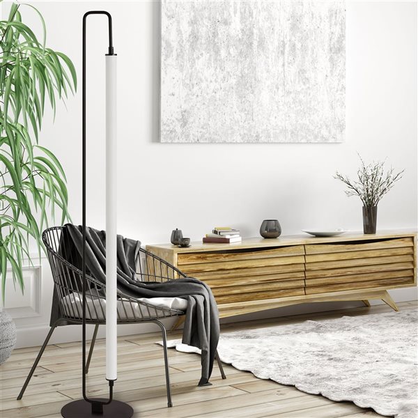 Dainolite Freya 59-in H Matte Black 1-Light LED Modern Floor Lamp - White Acrylic