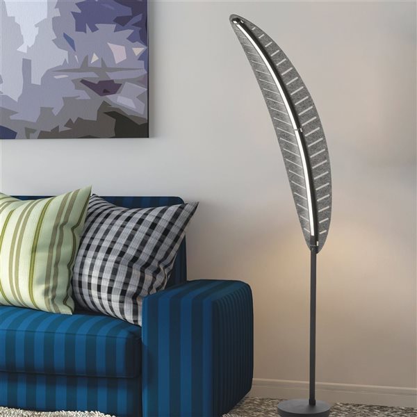 Dainolite Palma 70-in H Matte Black Accent Floor Lamp w/ Grey Fabric Shade