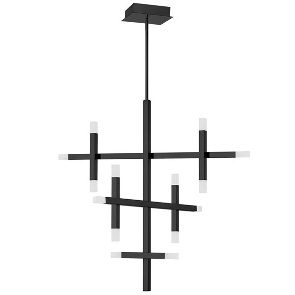 Dainolite Acasia 36 W x 28 D x 32-in H 14-Light Matte Black Modern Chandelier w/ Frosted Acrylic Diffuser