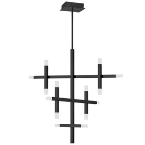 Dainolite Acasia 36 W x 28 D x 32-in H 14-Light Matte Black Modern Chandelier w/ Frosted Acrylic Diffuser