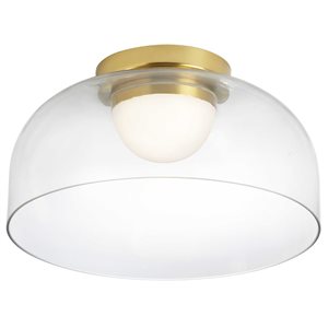 Dainolite Nadine 11.75-in 10 W 3000K Aged Brass/Clear Glass Integrated LED Flush Mount Ceiling Light - 1/Pk