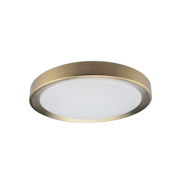 Dainolite Flynn 11.75-in dia. 24 W 3000K Aged Brass Integrated LED Flush Mount Ceiling Light - 1/Pk