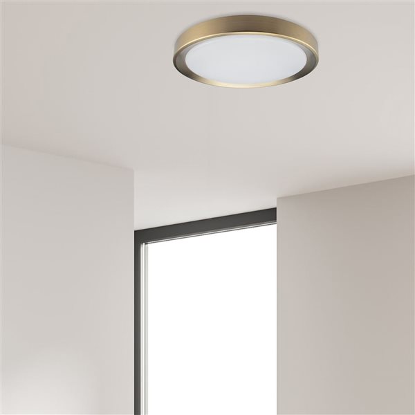 Dainolite Flynn 11.75-in dia. 24 W 3000K Aged Brass Integrated LED Flush Mount Ceiling Light - 1/Pk