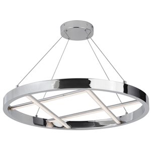 Lustre moderne Dante de Dainolite à DEL intégré 40 W 24 po diamètre  avec diffuseur en silicone blanc, chrome poli