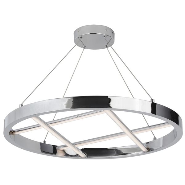 Dainolite Dante 24-in dia. Polished Chrome Modern Integrated LED Chandelier w/ White Silicone Diffuser - 40 W