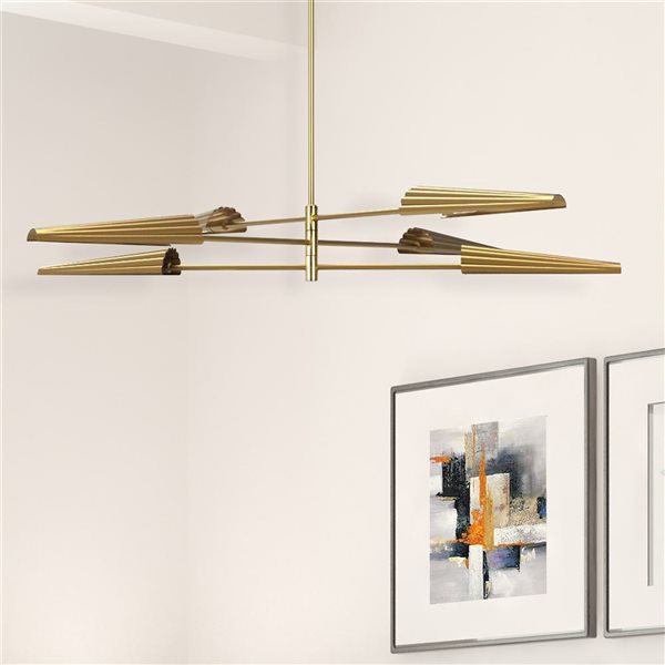 Dainolite Cassie 6-Light Aged Brass 3-Tier Contemporary Chandelier - 48 W x 6-in H