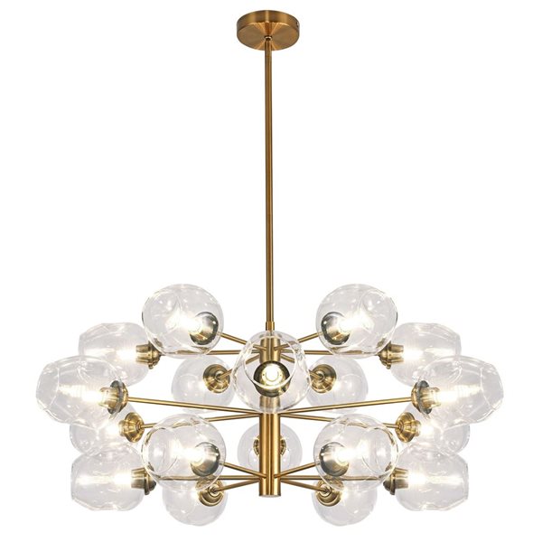 Dainolite Abii 33 dia. x 14-in H 18-Light Vintage Bronze Transitional Chandelier w/ Clear Glass