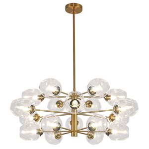 Dainolite Abii 33 dia. x 14-in H 18-Light Vintage Bronze Transitional Chandelier w/ Clear Glass