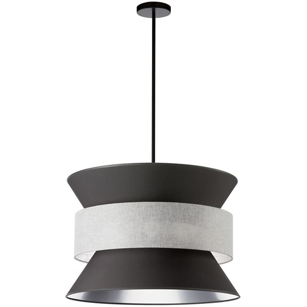 Dainolite Questa 4-Light Matte Black Pendant - Black/Gray Shades