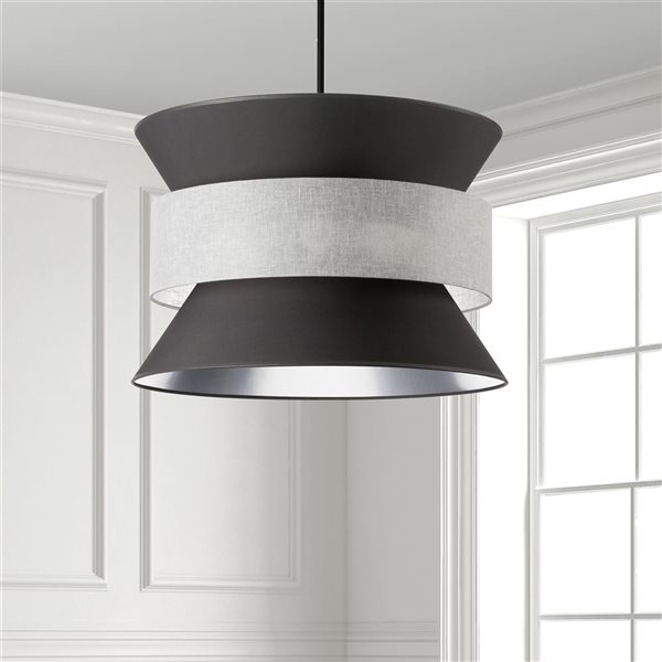 Dainolite Questa 4-Light Matte Black Pendant - Black/Gray Shades