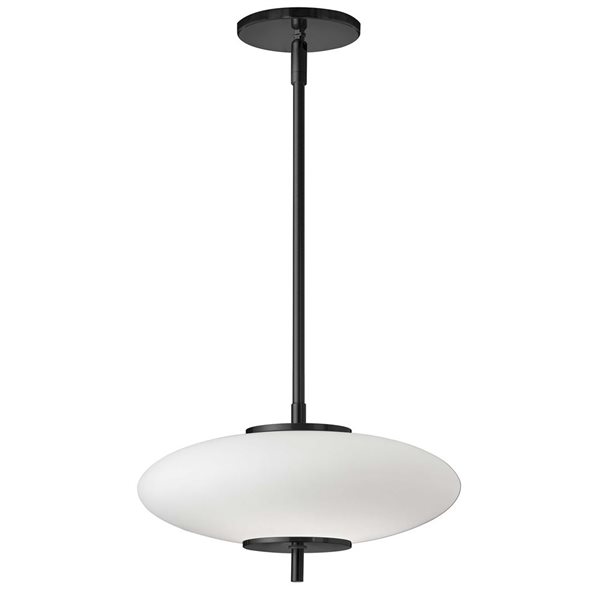 Luminaire suspendu à DEL Maddie de Dainolite 16 W à verre opale blanc, fini noir mat