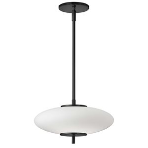 Dainolite Maddie LED 16 W Opal White Glass Pendant - Matte Black Finish