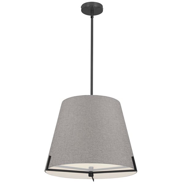 Dainolite Preston 4-Light Matte Black 19-in dia Pendant - Grey Fabric Shade