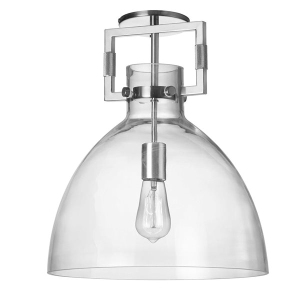 Semi-plafonnier 1 lumière incandescente Liberty de Dainolite en chrome poli à verre clair