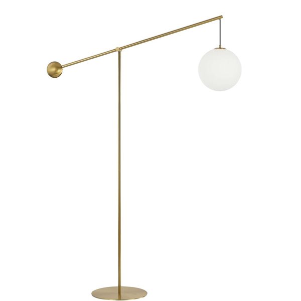 Dainolite Holly 95-in H Aged Brass Accent Floor Lamp w/ Opal White Glass