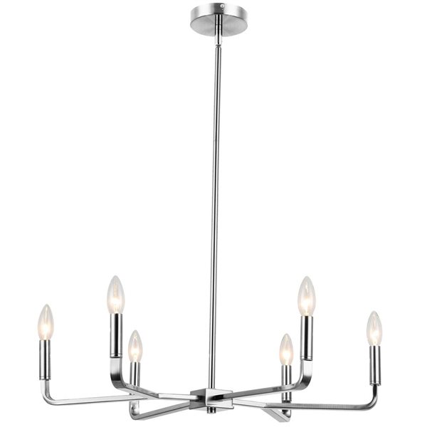 Lustre moderne Colette de Dainolite 6 lumières 24 po diamètre, chrome poli