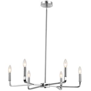 Lustre moderne Colette de Dainolite 6 lumières 24 po diamètre, chrome poli