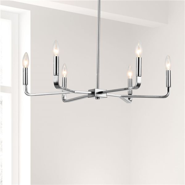 Dainolite Colette 24-in dia. 6-Light Polished Chrome Modern Chandelier