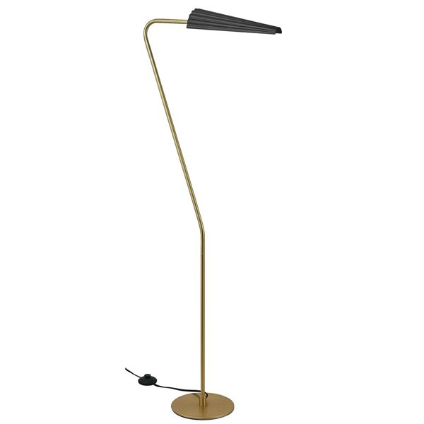 Dainolite Cassie 53-in H Aged Brass/Matte Black 1-Light Incandescent Floor Lamp