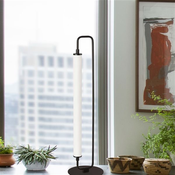 Dainolite Freya 1-Light LED Matte Black Table Lamp - White Acrylic