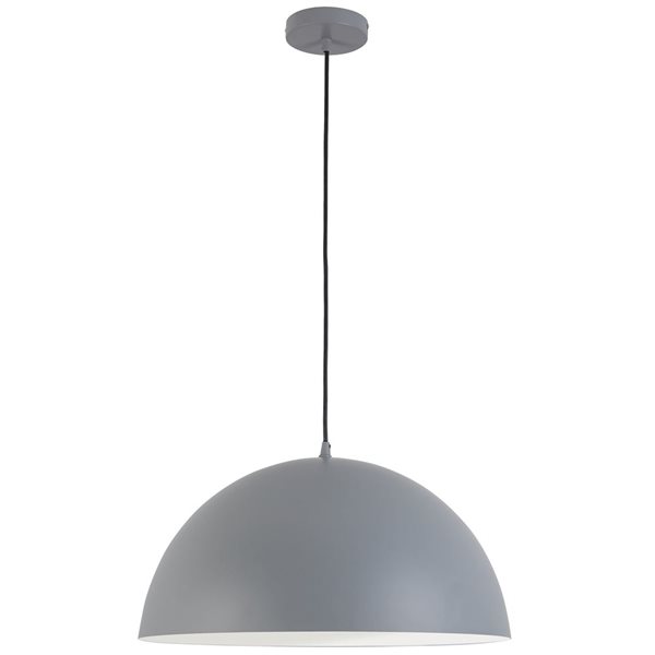 Lampe suspendue Ofelia de Dainolite 1 lumière grise, grand modèle