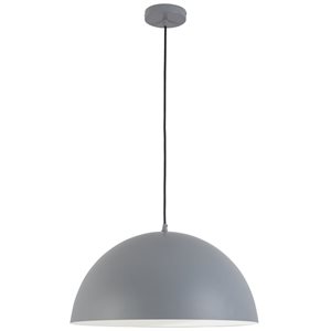 Lampe suspendue Ofelia de Dainolite 1 lumière grise, grand modèle