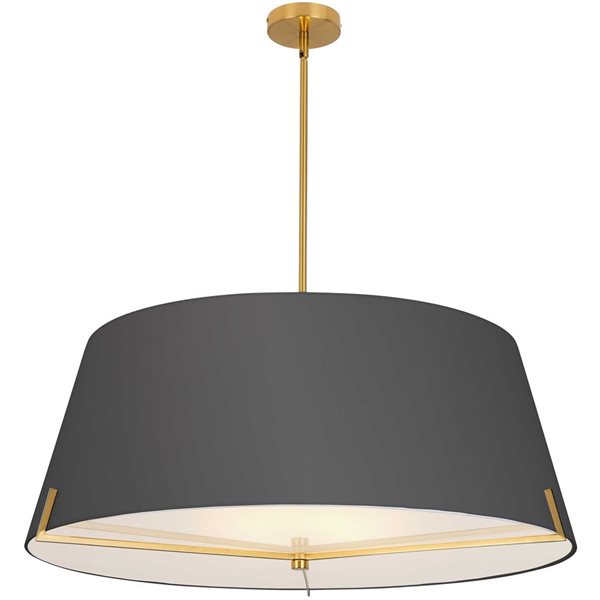 Dainolite Preston 4-Light 33-in dia Aged Brass Pendant with Black Fabric Shade