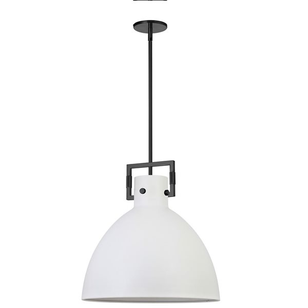 Suspension à abat-jour en métal blanc mat Liberty de Dainolite 1 lumière, fini noir mat