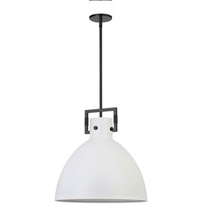 Suspension à abat-jour en métal blanc mat Liberty de Dainolite 1 lumière, fini noir mat