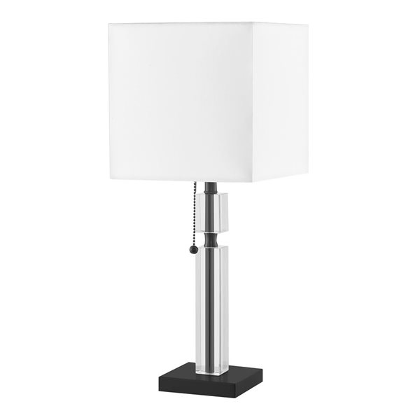 Dainolite Fernanda 1-Light Matte Black Table Lamp - White Shade