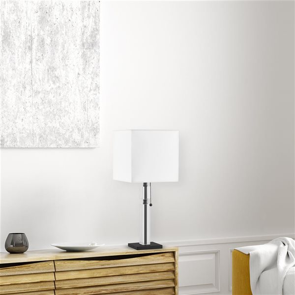 Dainolite Fernanda 1-Light Matte Black Table Lamp - White Shade