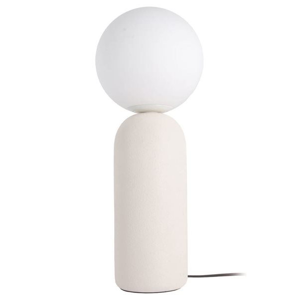 Lampe de table 1 lumière blanc mat Toria de Dainolite avec verre blanc