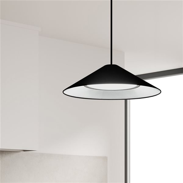 Dainolite Padme 30 W Matte Black Pendant with Black Shade