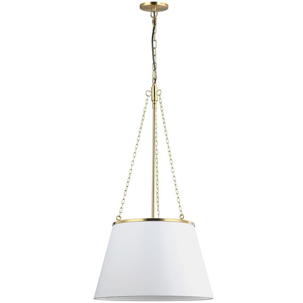 Dainolite Plymouth 1-Light White Shade Pendant - Aged Brass