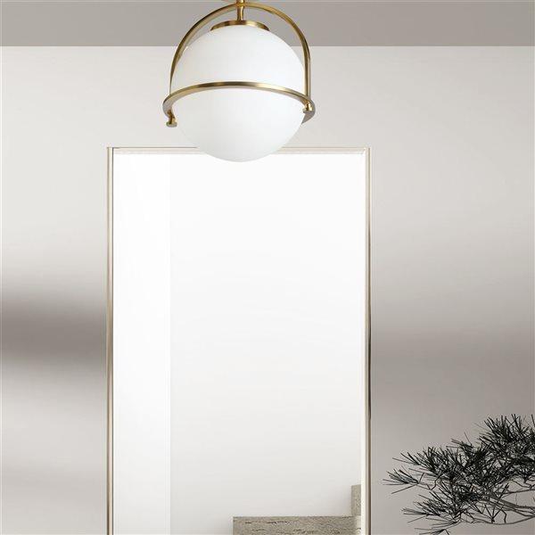 Dainolite Paola 1-Light White Opal Glass Aged Brass Semi-Flush Mount