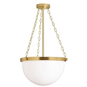 Lampe suspendue à incandescence 1 lumière Rhonda de Dainolite en laiton patiné