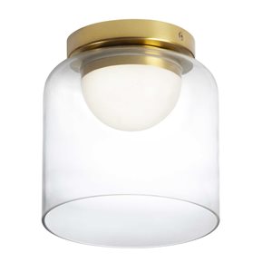 Dainolite Nadine 7-in 10 W 3000K Aged Brass/Clear Glass Integrated LED Flush Mount Ceiling Light - 1/Pk