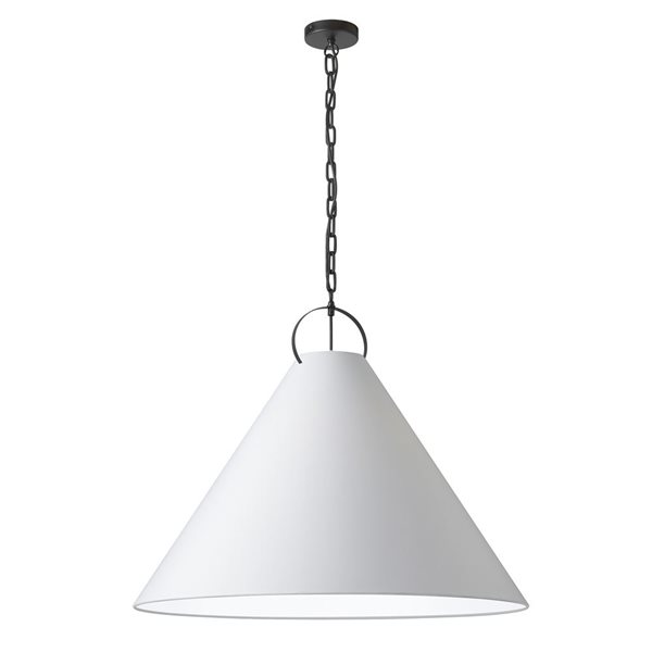 Suspension à abat-jour blanc Princeton de Dainolite 1 lumière 32 po de diamètre, fini noir mat