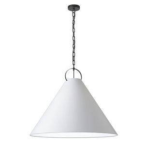 Dainolite Princeton 1-Light 32-in dia White Shade Pendant - Matte Black Finish