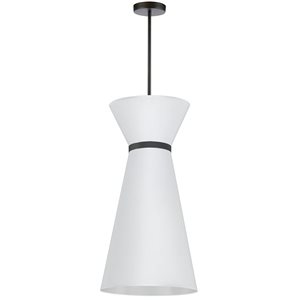 Dainolite Caterine 1-Light 14-in dia Matte Black Finish Pendant with Black Ring/White Shade