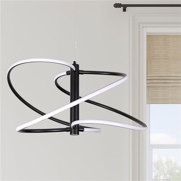 Dainolite Romy 36 W LED Matte Black Pendant with White Silicone Diffuser