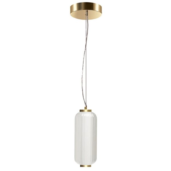 Dainolite Ramona 10 W LED Aged Brass Pendant with Clear Fluted Glass