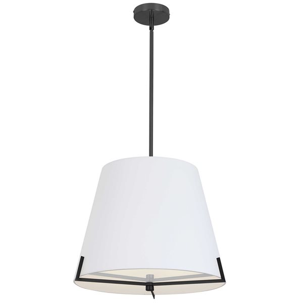 Dainolite Preston 4-Light 19-in dia Pendant with White Fabric Shade - Matte Black